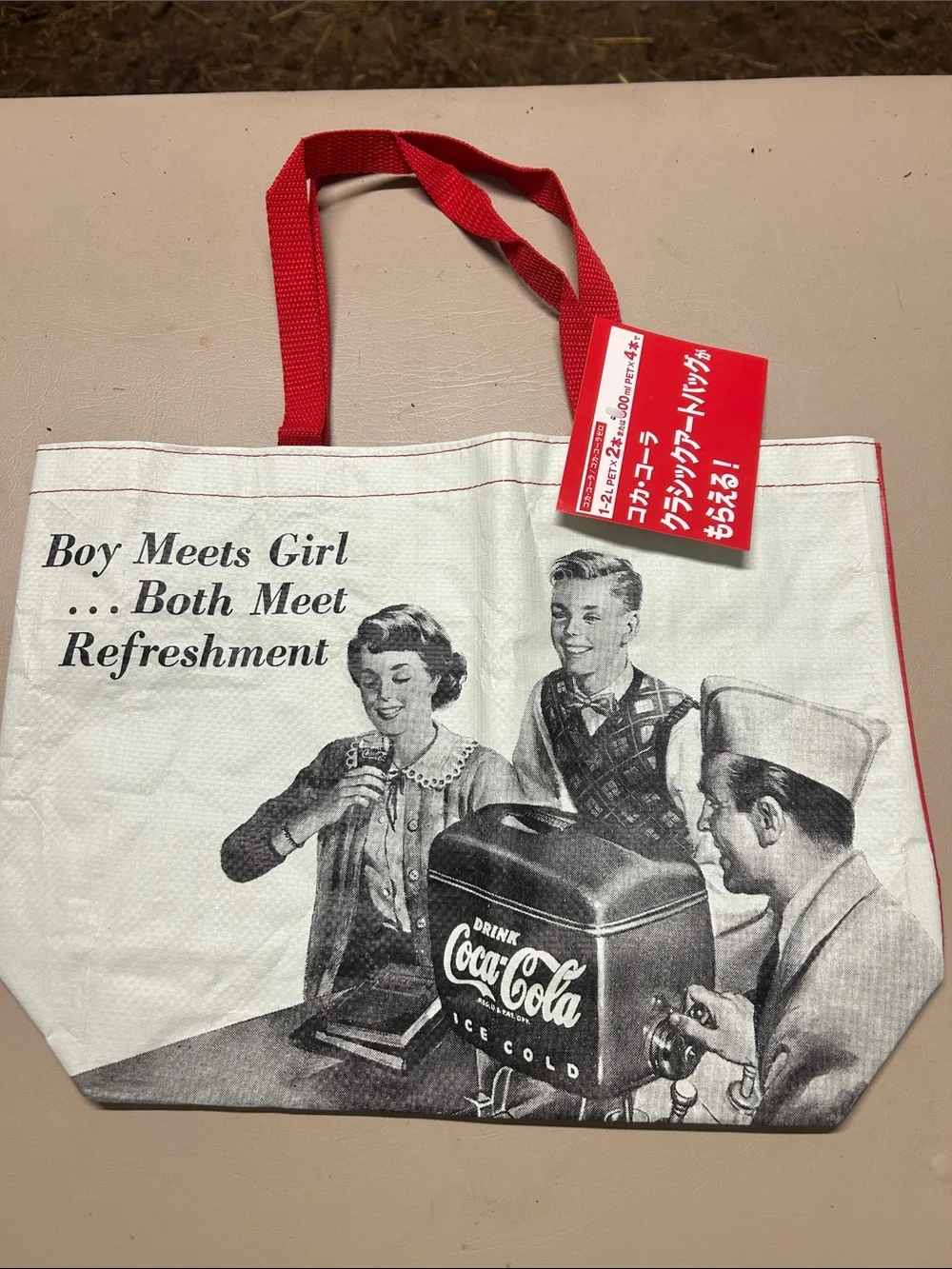 Coca Cola Red and White Retro Graphic Tote Bag